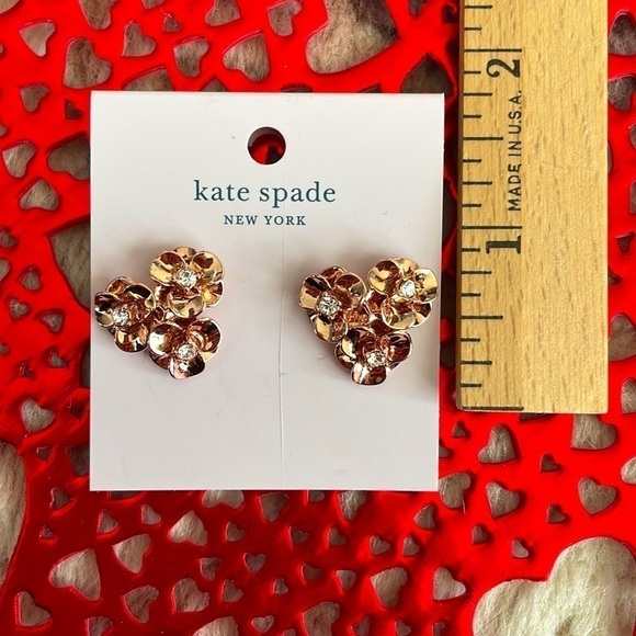 Brand New Kate Spade Shine On Rose Gold Floral Post Earrings - Picture 6 of 10